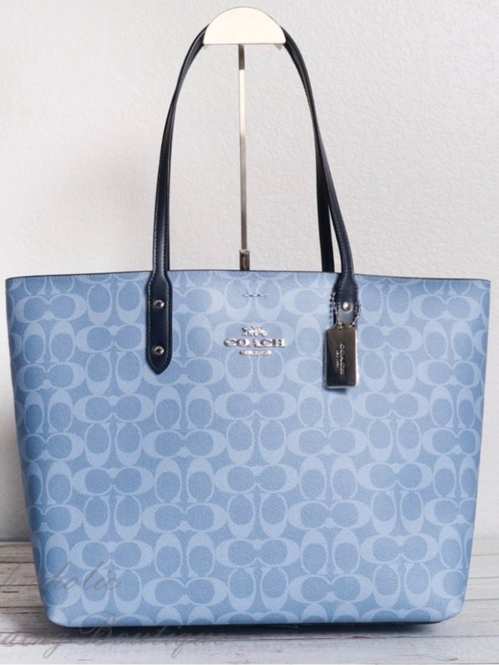 Coach Blue Denim Look Canvas Tote - Picture 4 of 10